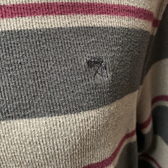 Arnold Palmer Mens Grey Black Striped Sweater Too Size Medium - Picture 2 of 6